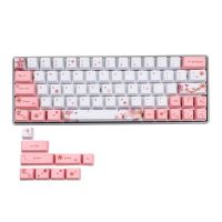 73 Keys OEM PBT Keycaps Full Set Mechanical Keyboard Keycaps PBT Dye-Sublimation Cherry Blossom Keycaps Korean Japanese X6HA