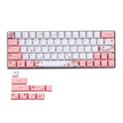 73 Keys OEM PBT Keycaps Full Set Mechanical Keyboard Keycaps PBT Dye-Sublimation Cherry Blossom Keycaps Korean Japanese