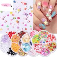 WPRA สีสันสดใส สีขาว เครื่องมือทำเล็บ ขนาดผสม ครึ่งรอบ ผลไม้ 3D เล็บ rhinestones ลูกปัดเล็บ ไข่มุกตกแต่งเล็บ เสน่ห์เล็บ