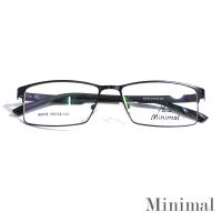 Minimal กรอบแว่นตา สำหรับตัดเลนส์ แว่นสายตา แว่นตา รุ่น 89078 สีดำด้าน กรอบเต็ม ทรงเหลี่ยม ขาข้อต่อ วัสดุ สแตนเลส สตีล  รับตัดเลนส์ทุกชนิด