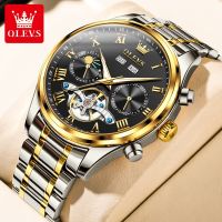 OLEVS Jam Tangan Lelaki Original Mens Watch Waterproof Stainless Steel Automatic Machinery Skeleton Dial Watch Multifunction Chronograph Calendar Luminous Business Fashion Watches 【BYUE】