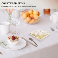 Gold Dot Cocktail Napkins (50 Pack)3-Ply Paper Napkins with Gold Foil Polka Dots Perfect for Birthday Party, Baby Shower, Bridal Shower, Holiday Celebration &amp; Wedding