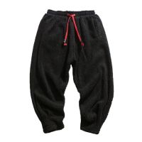 2021HOUZHOU Mens Winter Pants Black Trousers Male Casual Fleece Pants Fleeced Clothing Khaki Harajuku Korean Streetwear Hip Hop 5XL