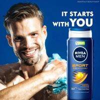 Nivea For Men Sport Refresh Shower Gel ผลิตภัณฑ์อาบน้ำทำความสะอาดผิวหน้าผิวกายและเส้นผมสำหรับผู้ชายจากต่างประเทศพร้อมส่ง