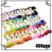 NAICKERTH 400pcs พวงหรีด ตกแต่งงานแต่งงาน ทำด้วยมือ สองหัว เกสรดอกไม้ ไข่มุกเทียม เกสรตัวเมีย งานฝีมือดอกไม้ DIY