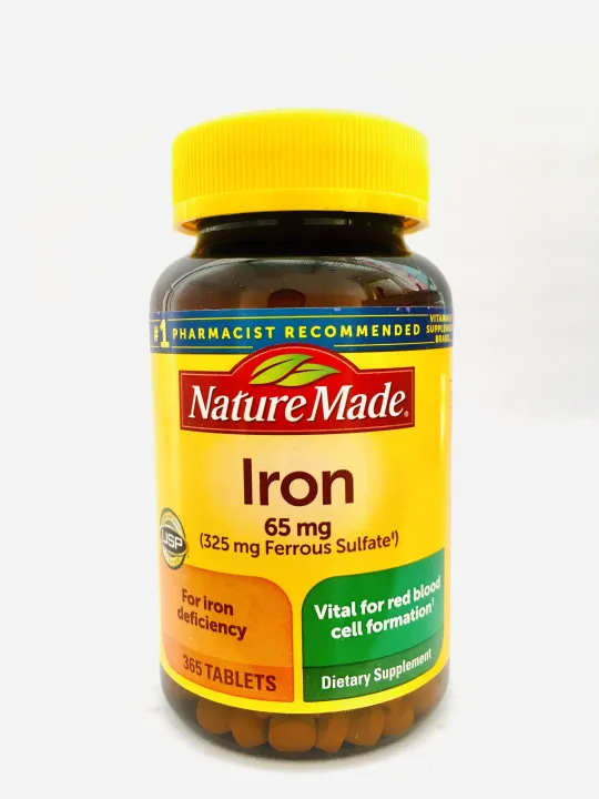 Nature Made Iron 65 mg (325 mg Ferrous Sulfate) 365 Tablets Expiry date ...