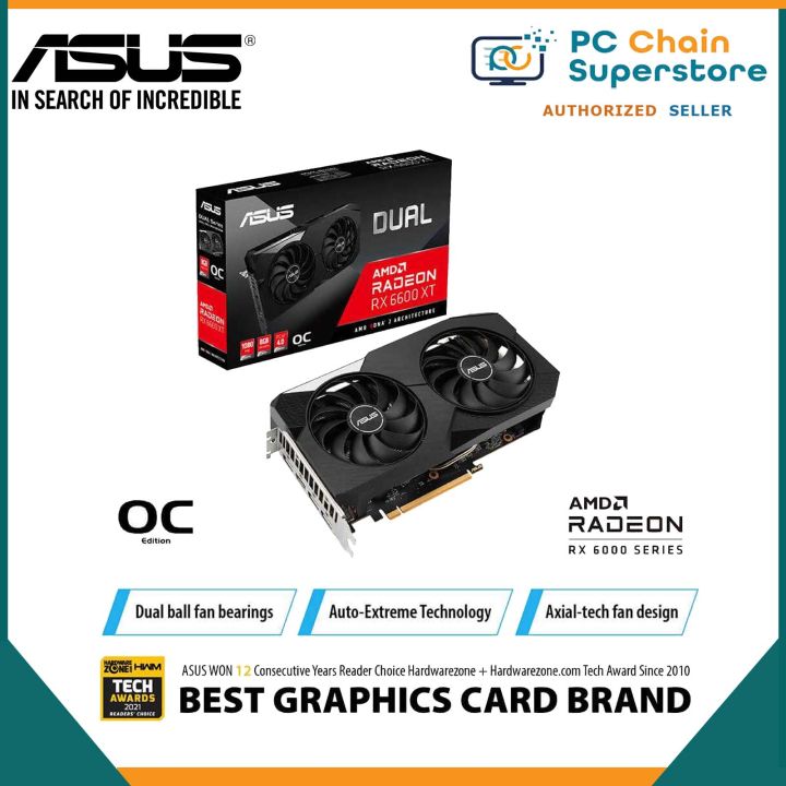 ASUS Dual Radeon RX 6600 XT OC Edition 8GB GDDR6 Graphics Card