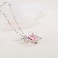 Pink Heart Pendant Necklace Fashion Alloy Necklace Accessories Gift Jewelry L4C3