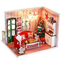 IIECREATE DIY Doll House Christmas Gifts Hand Assembled 3D Wooden Models Doll Houses Assemble Kits Toys To Children