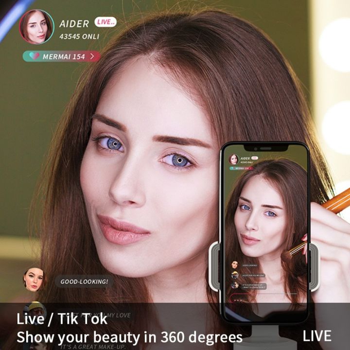 t2-ai-ขาตั้งกล้องวิดิโอถ่ายภาพหมุนได้-360-องศาใช้สำหรับสมาร์ทโฟน-มี3สี-ดำ-ขาว-ชมพู