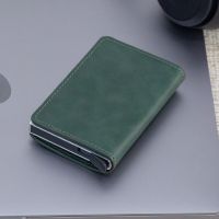 Dompet Pintar pria wanita baru dompet Fashion tempat kartu Bank kredit dompet Mini kasual bisnis bahan Aloi Aluminium Dompet kulit PU