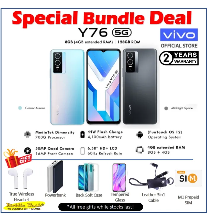 Vivo Y76 5g 8gb Ram 4gb Extended Ram 128gb Rom Free Gifts Worth Up To 98 All Free Gifts While Stocks Last Item Comes With 2yrs Local Warranty Lazada Singapore