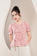 Áo Peplum Lamer nơ eo tay cộc L61B23H030