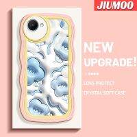 JIUMOO เคสสำหรับ Realme C30 C30s Narzo 50i ไพรม์เคสแฟชั่นขอบดอกไม้สีฟ้าคลื่นนุ่มแบบดั้งเดิมเคสขอบซิลิโคนของเหลวแบบคลุมทั้งหมดเคสป้องกันเลนส์กล้องเคสฝาหลังกรอบนิ่ม