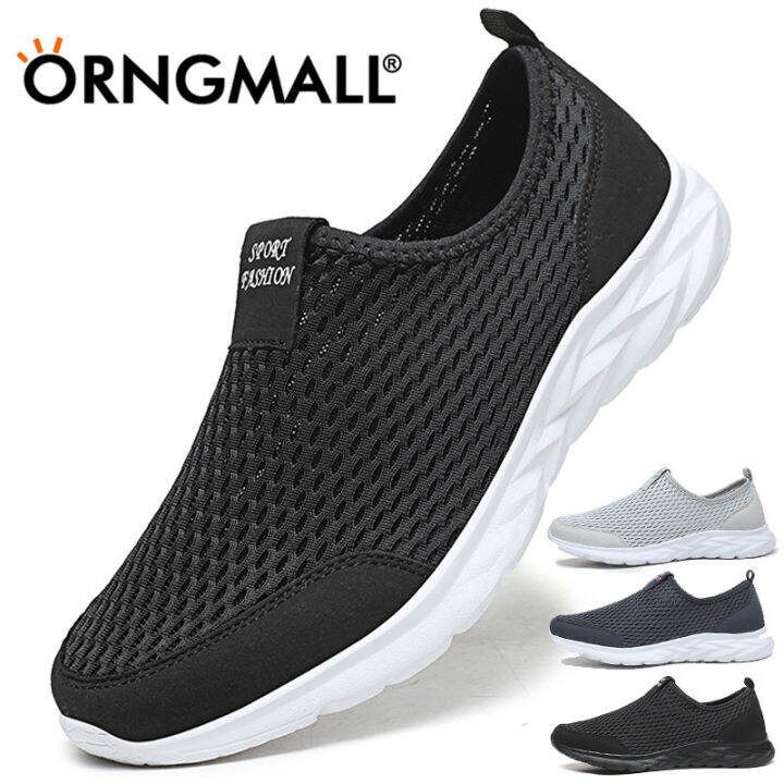 orngmall-รองเท้าตาข่ายสำหรับรองเท้าโลฟเฟอร์ผู้ชายรองเท้าผ้าใบคุณภาพสูงระบายอากาศได้ดีสีดำออกกำลังกายในยิมลำลองน้ำหนักเบาเหมาะสำหรับชีวิตประจำวันและกีฬาผู้ชายและรองเท้าผ้าใบสตรีไซส์พิเศษ36-49