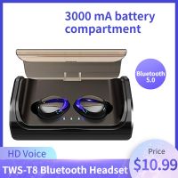 TWS T8 Bluetooth 5.0 Wireless Headphones In-Ear Power Display Earbuds Deep Bass Stereo Waterproof Headset with Mic Charging Box