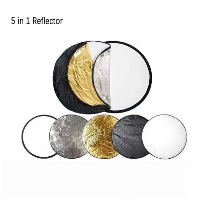 5 In1 60/80/110cm Reflector Photography Collapsible New Portable Collapsible Light Round Photography Photo Reflector for Studio Phone Camera Flash Lig
