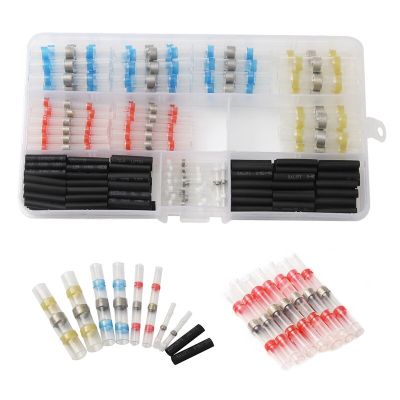 250Pcs Heat Shrink Electrical Wire Connectors Solder Sleeves Fast Butt Connector Waterproof Cable Soldering Terminal Set Electrical Circuitry Parts