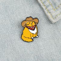hot【DT】 Cowboy Cats Enamel Pin Custom Hat Brooches Shirt Lapel Badge Cartoon Jewelry for