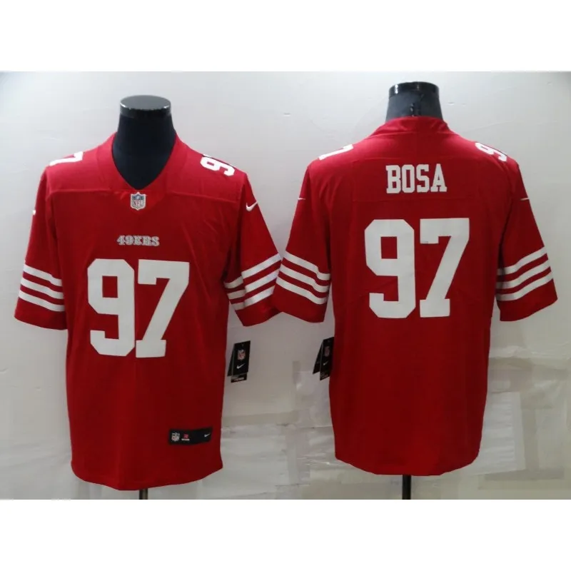 卐 NFL San Francisco 49ers 97 BOSA Red White Black Football Jersey