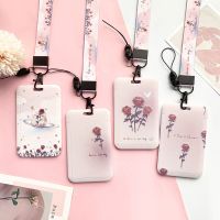 1 Pcs Pink Rose Flower Card Holder Campus Student ID Card Access Control Card Protective Sleeve ABS Plastic Card Cover Card Holders