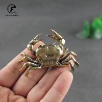 60G Brass Crab Small Statue Ornament Copper Handmade Antique Animal Miniature Figurine Office Desk Decoration Home Decor Craft