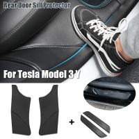 Car Accessories Car Rear Door Sill Protector for Tesla Model Y Model 3 Leather Rear Seat Anti-dirty Mat Anti Kick Pad Model Y