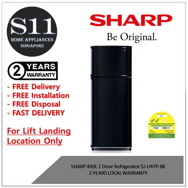 Sharp 469l 2 Door Refrigerator Sj U47p Bk 2 Years Local Warranty