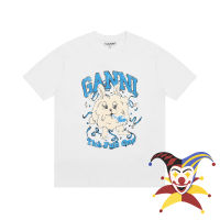 GANNI THE FUN ONE เสื้อยืดผู้ชายผู้หญิงคุณภาพสูง T เสื้อ Casual Tees