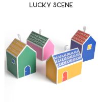 ◎ 10Pcs Colorful Little House Candy Bag Cookie Dessert Packing Bag Wedding Candy Packaging Boxes Party Supplies S01400