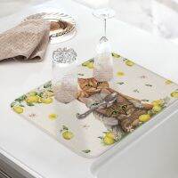 【CW】 Fruit Lemon Dish Drying for Printed Accessories Table Placemats