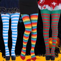 christmas Womens Pantyhose Striped Style High Waist Bag Foot Slim Fit Comfortable All-Match Base Socks medias thigh high socks