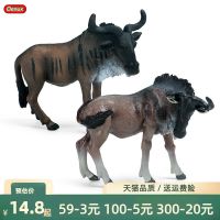 【STCOK】 Simulated Wild Animal Model Static Solid African Wildebeest Childrens Plastic Toy Scene Ornaments