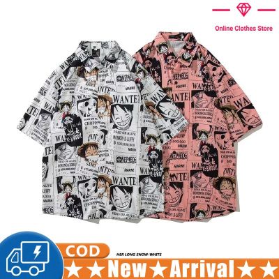 ผู้ชาย One Piece พิมพ์เสื้อยืดฤดูร้อนบางแขนสั้นเสื้ออินเทรนด์ Casual Lapel Shirt