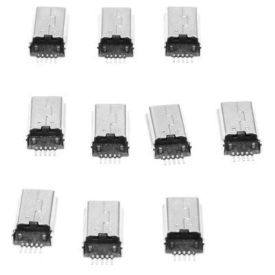 10 Pcs Mini USB Type B Plug Male 180 Degree 5-Pin SMD SMT Solder Jack Connector