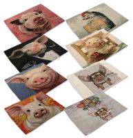 【hot】┋♠♗  Cartoon Animals Pig Printing Individual Table Mats Accessories Placemat Bowl Cup Mug Coaster Mantel