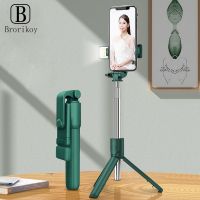 Bluetooth Wireless Selfie Stick Mini Folding Tripod Extendable Monopod With fill Light Remote Shutter For IOS Android Phone Hold