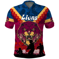 NEW Summer 2023 Style Lions Anzac Polo Shirt Brisbane Brissie Poppy Flowerssize：XS-6XLNew product，Canbe customization high-quality