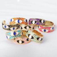 Fashion Hip Hop Ring Female Demon Eye Gold Color Drip Open Ring Ladies Exquisite Banquet Jewelry