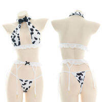 Japanese Women Cute Cow Theme Sling bikini Suit y Maid Underwear Lolita Girl Panties Sets Pajamas Private Lingerie Sets