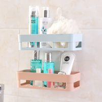 ☼ Bathroom Suction Cup Storage Rack Drainage Corner Triangle Rectangular Hole Free Toilet Storage Rack Bathroom Shelves