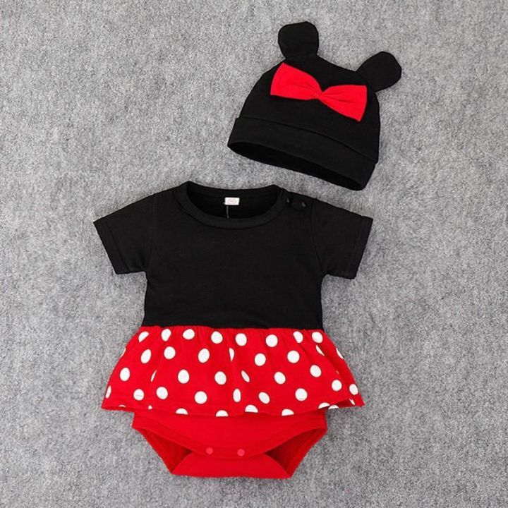 2pcsset-new-baby-boys-gilrs-cute-mickey-romper-cotton-jumpsuit-hat