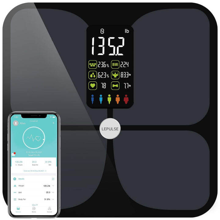 lepulse-scales-for-body-weight-and-fat-lescale-large-display-weight-scale-high-accurate-body-fat-scale-digital-bluetooth-bathroom-scale-for-bmi-heart-rate-15-body-composition-analyzer-sync-with-fitnes