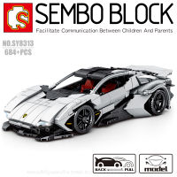 บล็อกตัวต่อรถ Lamborghini  สีขาว ขนาดใหญ่ SEMBO BLOCK SY8313 จำนวน 684 ชิ้น