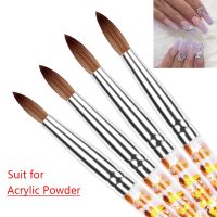 1PC Acrylic Nail Brush Pure Nylon Hair Round Oval Professional Nail Art Painting Brush Liquid Glitter Handle for Manicure Apply