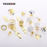 【LZ】✼  20-40mm Gold Diamond Brand Design Crystal Glass Knobs Cupboard Drawer Pull Kitchen Cabinet Door Wardrobe Handles Hardware