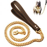 1014MM Stainless Steel Leashes Golden Dog Chain Collar Encryption Leash For Small Medium Large Dogs Lead Supplies