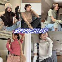 Zero shop?พร้อมส่ง? (Zero-80075) เสื้อไหมพรมแขนสั้นคอเต่า แถมปลอกแขน ดีเทลปลอกแขนสอดนิ้ว