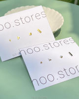 [all silver 925] hoo.stores Geometric Set Stud (18k gold/ Rhodium plated) ต่างหูเงินแท้ s925 ต่างหูติดหูเงินแท้ เซตต่างหู ใส่ไม่แพ้ไม่คัน