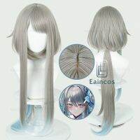 Genshin Impact Guizhong Cosplay Wig 90Cm Long Straight Grey Mixed Color Wigs Heat Resistant Synthetic Hair